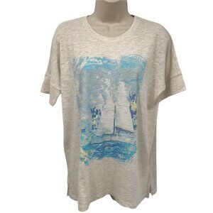 J. Jill Women Short Sleeve Round Neck Oversized Beach T Shirt Top Size Small